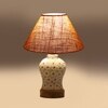 Devansh Conical Beige Jute Shade Lamp With Wood & Mosaic Glass Base For Decoration/Office/Home/Gifting/Study For Decoration/Office/Home/Gifting/Study -(10X10X14.5) Inches -A