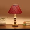 Devansh Maroon Jute Table Lamp With G Wood Natural Base (10X10X16) Inches)-36