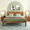 Esra Sheesham Wood Queen Size Bed Non Storage Honey OakOak Finish (60 x 78 inches)