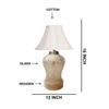Devansh Off White Cotton  Shade  Lamp With  Wood & Mosaic Glass Base For Decoration /Office/Home/Gifting/Study For Office/Home/Gifting -(12X12X16) Inches -