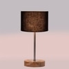 Devansh Black Cotton Table Lamp With  Natural  Wood Base  & Steel Pipe (7X17 Inches)-3