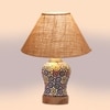 Devansh Conical Beige Jute Shade Lamp With Wood & Mosaic Glass Base For Decoration/Office/Home/Gifting/Study For Decoration/Office/Home/Gifting/Study -(10X10X14.5) Inches -A