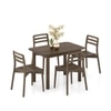 Dane Solid Wood 4 Seater Dining Table with 4 Dane Solid Wood Dining Chair (Finish: Danish Walnut)