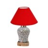 Devansh Conical Red Cotton Shade Lamp With Wood & Mosaic Glass Base For Decoration/Office/Home/Gifting/Study For Decoration/Office/Home/Gifting/Study -(10X10X14.5) Inches -A