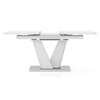 Caribu 4 To 6 Extendable Dining Table In White Marble Color With High Gloss Finish