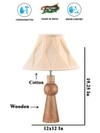 Devansh Off-White Cotton Vintage Curtain Pleated   Lamp With Wood Base (12X19.25)