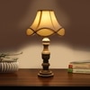 Devansh Off-White Cotton Vintage  Lamp With Wood Base (12X20)