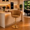 Doe Buck Luxury Brown Velvet Adjustable Bar Stool Chair with Gold Hydraulic Base