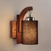 Devansh Solid Wood Electric Wall Light in Brown Colour with Black Shade Count of 1 Light
