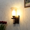 Eliante Wooden Wall Lights Mild Steel, Wood & Glass Material Brown, Gold & Champaign Finish