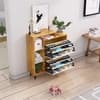 Hexa Red Engineered Wood Shoe Rack in Giant Wood and Frosty White Colour