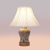 Devansh Off-White Cotton Shade Cross Pleated Lamp With Wood & Mosaic Glass Base For Decoration/Office/Home/Gifting/Study For Decoration/Office/Home/Gifting/Study