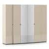 Naomi 6 Door Mirrored Wardrobe In High Gloss Beige Finish