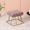 Crest Jacquard Metallic Stool in Blue Color
