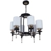 Eliante 6-Light White Chandelier, Mild Steel Frame With Glass Shades, Modern Ceiling Light Fixture