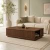 Telford Sheesham Wood Fluted Storage Coffee Table in Walnut Finish
