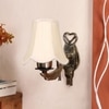 Devansh Gold Antique Wall Mounted Lamp With Off-White Cotton Shade