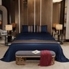 Stoa Paris Satin Bedsheet for Super King Bed (274 cm x 274 cm) with 2 Pillow Covers heet for Regal Renaissance Navy