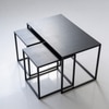 Modern Black Metal Coffee Table With Nesting Stools