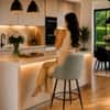 Doe Buck Luxury Faux Leather Counter Height Bar Stool in Sage Colour