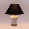 Devansh Conical Black Cotton Shade Lamp With Wood & Mosaic Glass Base For Decoration/Office/Home/Gifting/Study For Decoration/Office/Home/Gifting/Study -(10X10X14.5) Inches -A