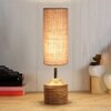 Eloise Wood Table lamp with Beige Jute Shade