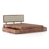 Florence Solid Wood Queen Size Drawer Storage Bed In Teak Finish