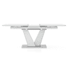 Caribu 6 To 8 Extendable Dining Table In White Marble Color With High Gloss Finish