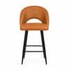 Doe Buck Luxury Tan Faux Leather Counter Height Bar Stool Chair with Black Metal Legs