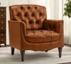 Jones Pu Leather W in g Chair in Light Brown