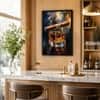 The Castle Decor Cigar Whiskey Glass Wall Art Framed Painting 14x20 Inch