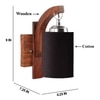 Devansh Solid Wood Electric Wall Light in Brown Colour with Black Shade Count of 1 Light