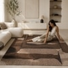 Handmade Wool Area Rug Modern Abstract Mocha Brown 4 x 6 Feet Carpet