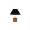 Isabel Black Fabric Shade Table Lamp with Natural Wooden Base