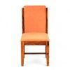 Rosslyn wood Dining Chair in Pumpkin Orange Velvet Upholstery with PINE FINISH