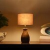 Devansh Grey Cotton Table Lamp With  Wood Natural Base (7X13 Inches)-7