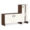 Sayona Multipurpose Shoe Rack Combo with Tall and seating Brown Maple & White
