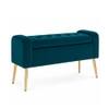 Doe Buck Upholstered Storage Bench in Teal Colour with Gold Legs