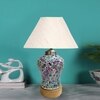 Devansh Conical  Off White Cotton Shade  Lamp With  Wood & Mosaic Glass Base For Decoration /Office/Home/Gifting/Study For Decoration /Office/Home/Gifting/Study -(10X10X14.5) Inches -