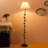 Docie White Natural Fiber Floor Lamp with Black Iron Base