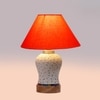 Devansh Conical Orange Cotton Shade Lamp With Wood & Mosaic Glass Base For Decoration/Office/Home/Gifting/Study For Decoration/Office/Home/Gifting/Study -(10X10X14.5) Inches -A