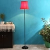Dilan Red Fabric Floor Lamp with Black Iron Base