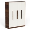 BLUEWUD Maltein 4 Door Wardrobe/Clothes Storage Rack Organizer Almirah Cupboard Cabinet with Lock, Shelves and Cloth Hanger for Bedroom Home Furniture (Brown Maple & White, 140.8 X 40 X 180 CM)