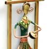Desert Art Metal Handpainted Lady Musician Wall Hanging Set of 3 in Green Colour