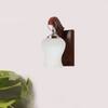 Devansh Solid Wood Electric Wall Light in Brown Colour with White Shade Count of 1 Light
