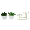 Minimalist Dual Pot Stand With Artificial Plants