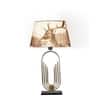 Saturn Brass and Black Table Lamp with Printed Shade