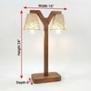 Elania Wooden Table Lamp with Brown Base and Premium White Fabric Lampshade