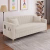 Convil Velvet 3 Seater Sofa in Cream Color