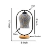 Devansh Multicolor Glass Wooden & Iron  Table Lamp -17 Inch Height  -Af